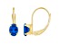 6x4mm Oval Created Sapphire 10k Yellow Gold Drop Earrings