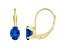 6x4mm Oval Lab Created Sapphire 10k Yellow Gold Drop Earrings