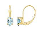 6x4mm Oval Aquamarine 10k Yellow Gold Drop Earrings
