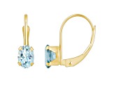 6x4mm Oval Aquamarine 10k Yellow Gold Drop Earrings