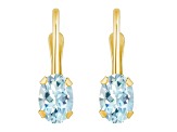 6x4mm Oval Aquamarine 10k Yellow Gold Drop Earrings