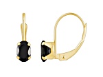 6x4mm Oval Black Onyx 10k Yellow Gold Drop Earrings