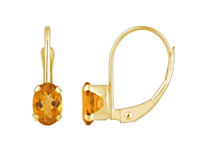 6x4mm Oval Citrine 10k Yellow Gold Drop Earrings