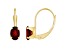 6x4mm Oval Garnet 10k Yellow Gold Drop Earrings