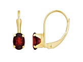 6x4mm Oval Garnet 10k Yellow Gold Drop Earrings