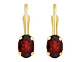 6x4mm Oval Garnet 10k Yellow Gold Drop Earrings