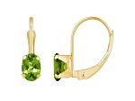 6x4mm Oval Peridot 10k Yellow Gold Drop Earrings