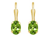 6x4mm Oval Peridot 10k Yellow Gold Drop Earrings