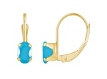 6x4mm Oval Turquoise 10k Yellow Gold Drop Earrings