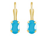 6x4mm Oval Turquoise 10k Yellow Gold Drop Earrings