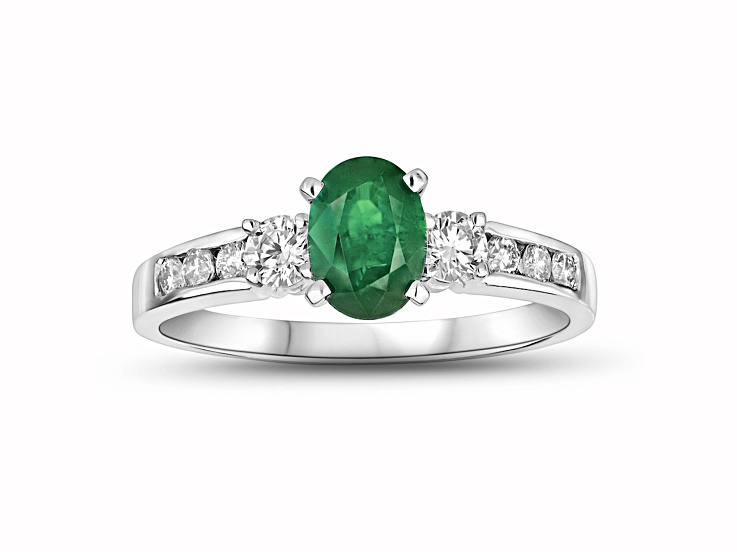 1.20ctw Emerald and Diamond Ring in 14k White Gold