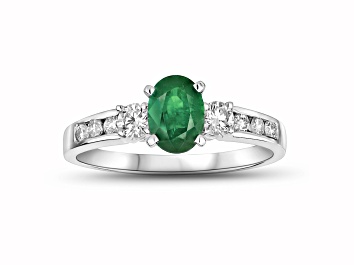 Picture of 1.20ctw Emerald and Diamond Ring in 14k White Gold