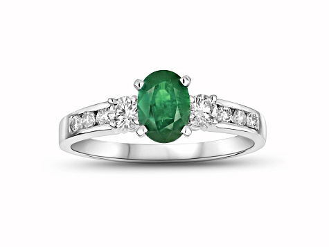 1.20ctw Emerald and Diamond Ring in 14k White Gold