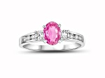1.30ctw Pink Sapphire and Diamond Engagement Ring in 14k White Gold