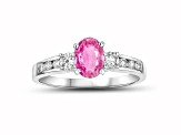 1.30ctw Pink Sapphire and Diamond Engagement Ring in 14k White Gold