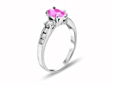 1.30ctw Pink Sapphire and Diamond Engagement Ring in 14k White Gold