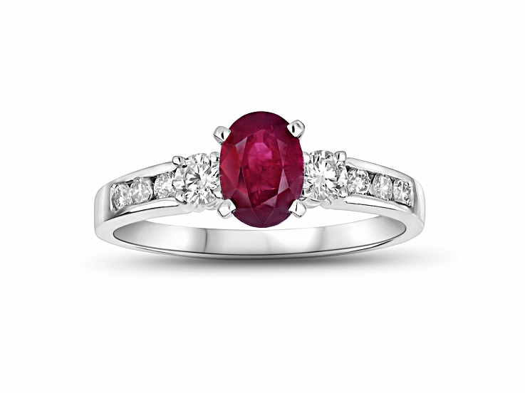 1.40ctw Ruby and Diamond Engagement Ring in 14k White Gold