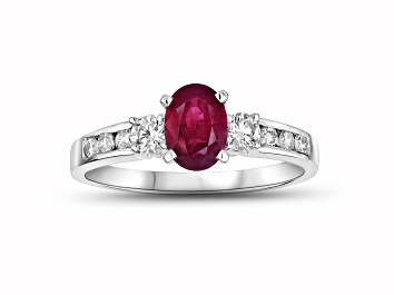 Picture of 1.40ctw Ruby and Diamond Engagement Ring in 14k White Gold