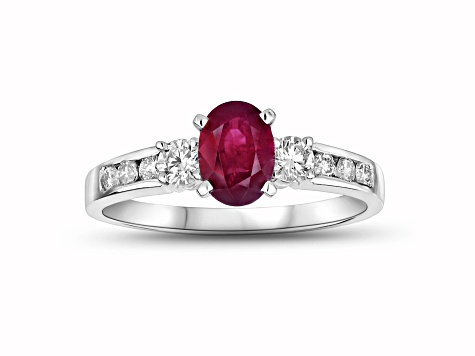 1.40ctw Ruby and Diamond Engagement Ring in 14k White Gold