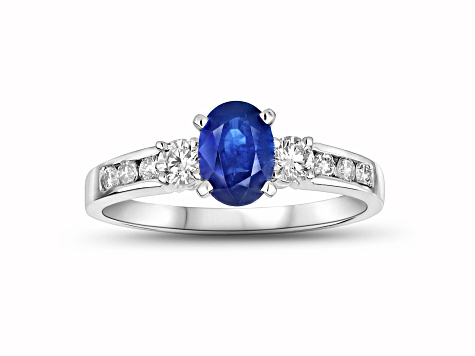 1.40ctw Oval Sapphire and Diamond Ring in 14k White Gold