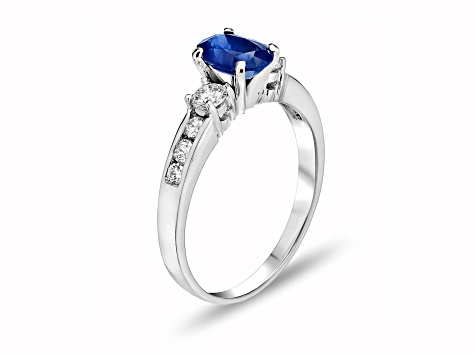 1.40ctw Oval Sapphire and Diamond Ring in 14k White Gold