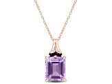and Black Sapphire Pendant with Chain in Rhodium Over Sterling Silver