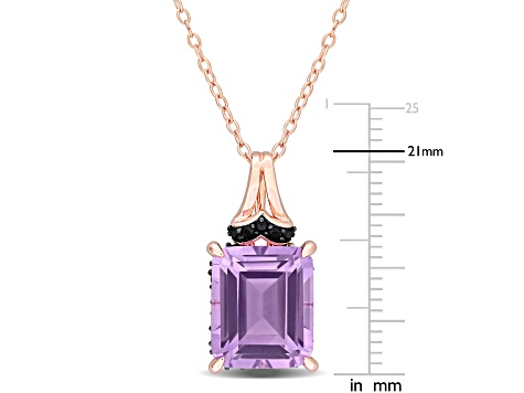 and Black Sapphire Pendant with Chain in Rhodium Over Sterling Silver