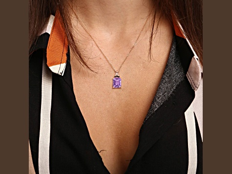 and Black Sapphire Pendant with Chain in Rhodium Over Sterling Silver