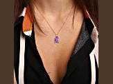 and Black Sapphire Pendant with Chain in Rhodium Over Sterling Silver