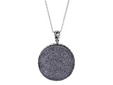 Gray Drusy Quartz Round Sterling Silver Solitaire Pendant 25.00ct