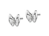 Rhodium Over 14k White Gold Diamond Butterfly Stud Earrings