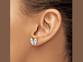 Rhodium Over 14k White Gold Diamond Butterfly Stud Earrings