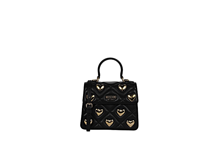 Moschino Heart Studs Black Quilted Shoulder Bag - 182VLC | JTV