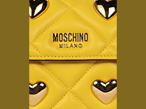 Moschino Heart Studs Yellow Quilted Shoulder Bag - 182VLD | JTV