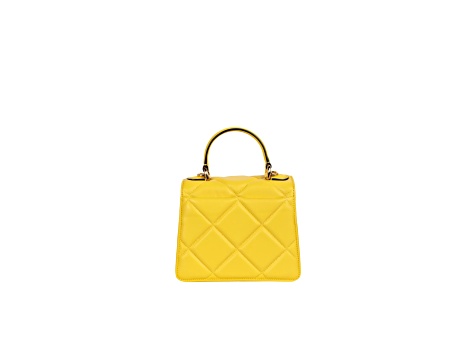 Moschino Heart Studs Yellow Quilted Shoulder Bag - 182VLD | JTV