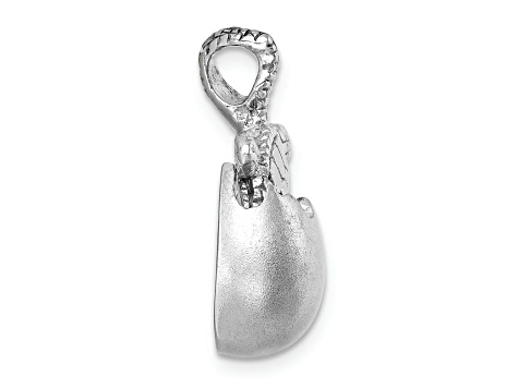 Rhodium Over Sterling Silver Moveable Crystal Hatching Turtle Chain Slide Pendant