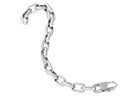 Invicta Jewelry Men's Beveled Edge Large Nautical Oval Link Chain Steel Bracelet (10mm) - 9"