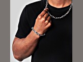 Invicta Jewelry Men's Beveled Edge Large Nautical Oval Link Chain Steel Bracelet (10mm) - 9"