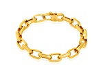 Invicta Jewelry Men's Beveled Edge Large Nautical Oval Link Chain Yellow Steel Bracelet (10mm) - 9"