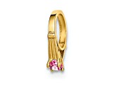 14k Yellow Gold 3D Ring with October Birthstone Light Pink Cubic Zirconia Charm