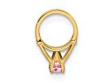 14k Yellow Gold 3D Ring with October Birthstone Light Pink Cubic Zirconia Charm