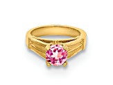 14k Yellow Gold 3D Ring with October Birthstone Light Pink Cubic Zirconia Charm