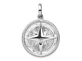 Rhodium Over Sterling Silver Cubic Zirconia Compass Pendant