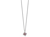 Rhodium Over Sterling Silver with 14K Accent Amethyst and Pink Quartz 18-inch Necklace