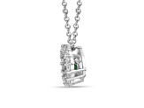 Emerald with Lab Grown Diamond Accents Rhodium Over Sterling Silver Necklace 0.30ctw