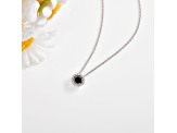 Blue Sapphire with Lab Grown Diamond Accents Rhodium Over Sterling Silver Necklace 0.35ctw