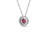 Ruby with Lab Grown Diamond Accents Rhodium Over Sterling Silver Necklace 0.35ctw