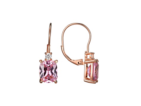 Pink and White Cubic Zirconia 18K Rose Gold Over Sterling Silver Leverback Earrings 9.89ctw