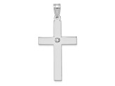 Rhodium Over 14K White Gold Diamond Cross Pendant