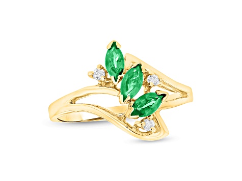 0.41ctw Emerald and Diamond Ring in 14k Yellow Gold